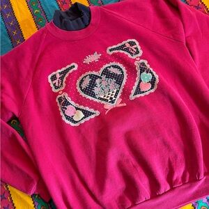 Jerzees Pink Graphic Cowl Sweater